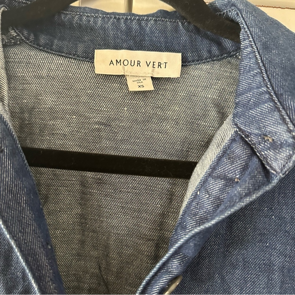 Amour Vert Denim cotton and linen Button-Up Dress - Picture 2 of 3